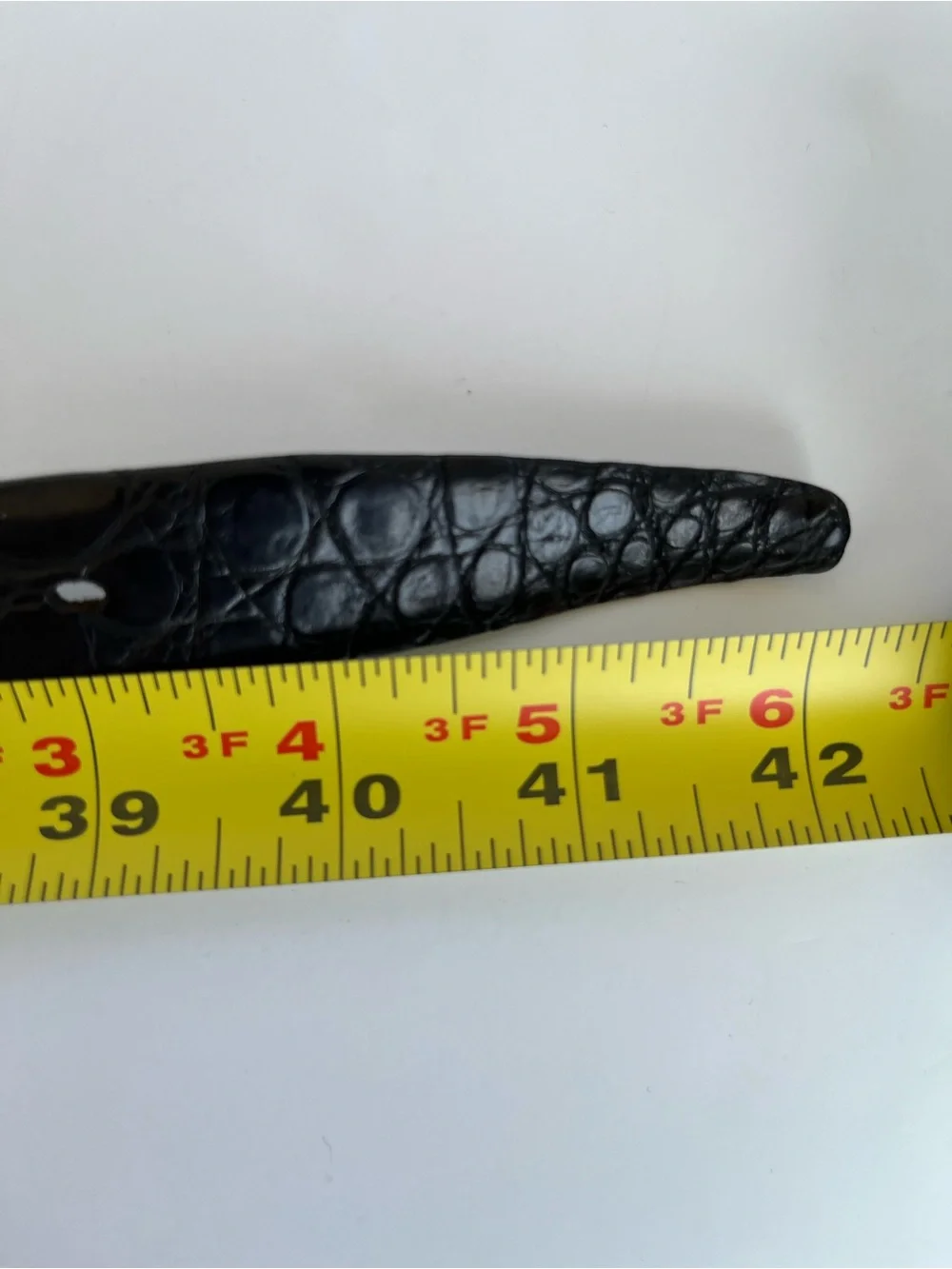 Saks Fifth Avenue Vintage Black Croc-Embossed Leather Belt with Brass Buckle
